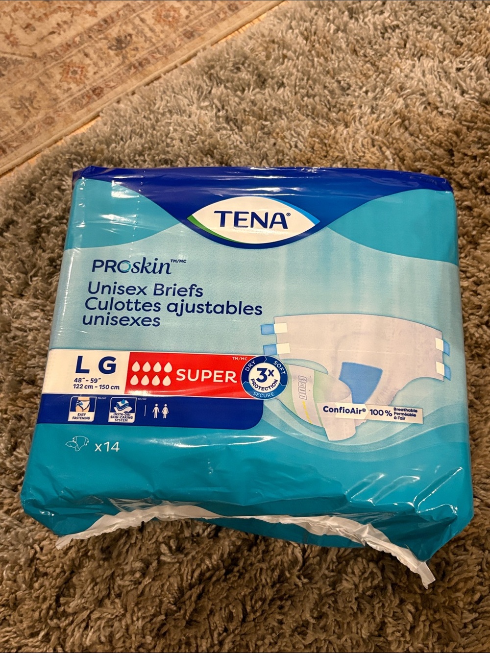 NEW Tena ProSkin Unisex Briefs size (L) 14 per case